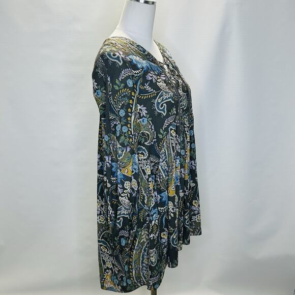 Free People Rain or Shine Paisley Mini Sun Dress Size XS Tunic Swing Boho Shift - Picture 2 of 11